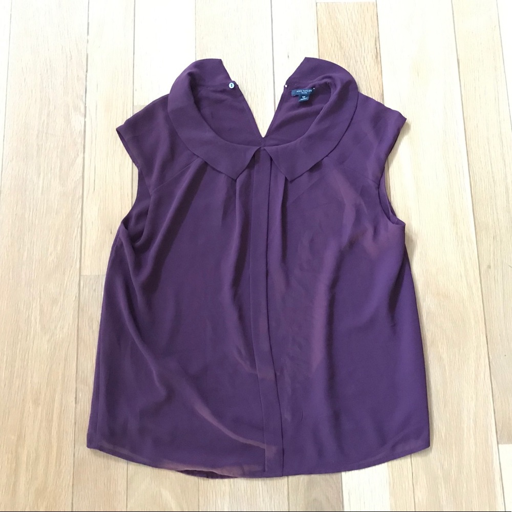 Ann Taylor Eggplant Sleeveless Blouse